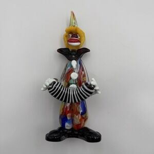 GlassOfVenice Vintage‎ Murano Glass Clown With Accordion Figurine